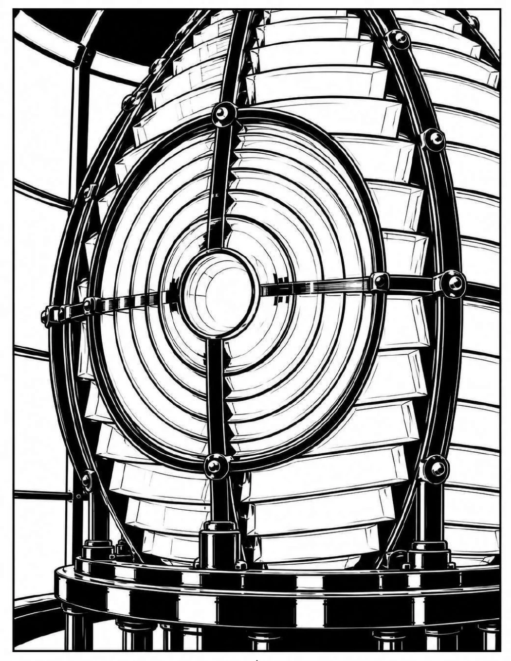 Completed black and white artwork: Fresnel Lens Mechanical