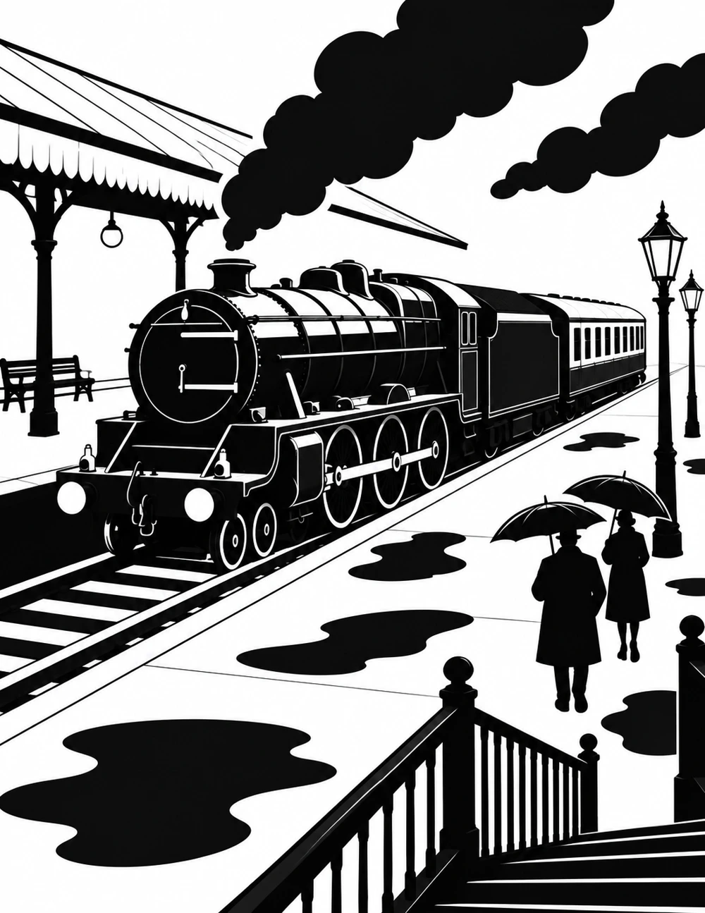 Completed artwork: A rainy day at the station