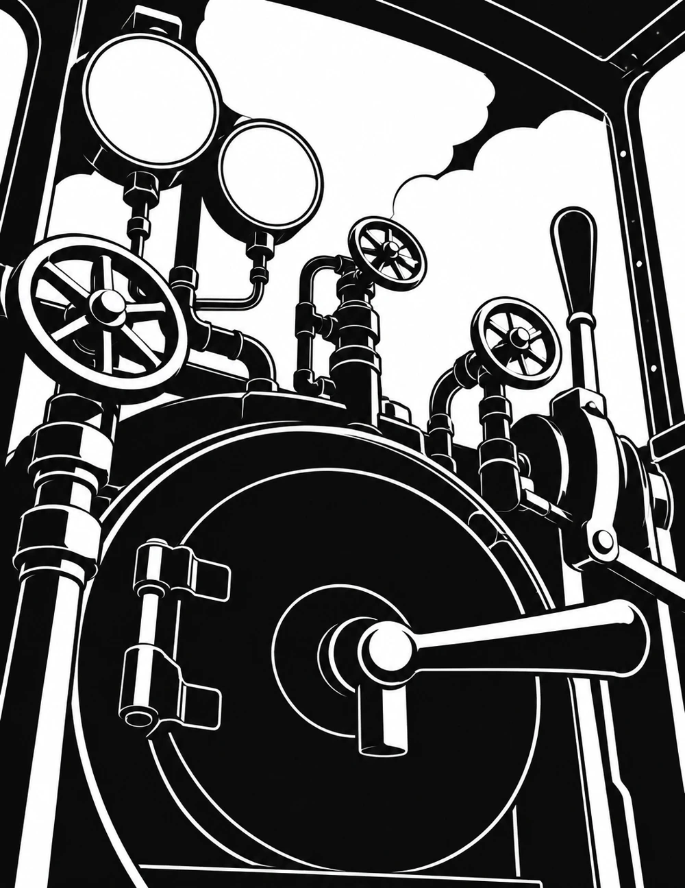 Completed artwork: Inside the steam cab