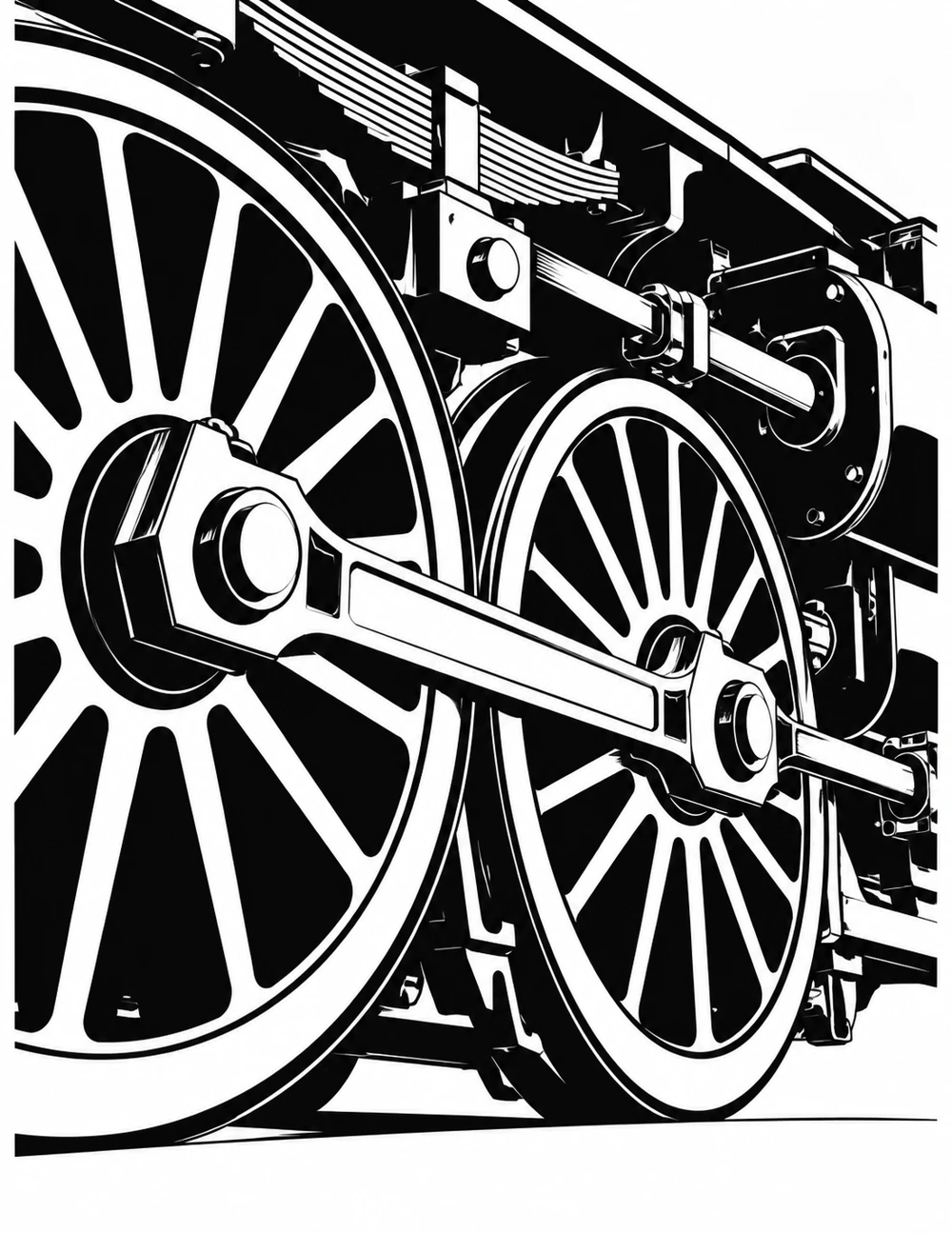 Completed artwork: Driving wheels and coupling rods