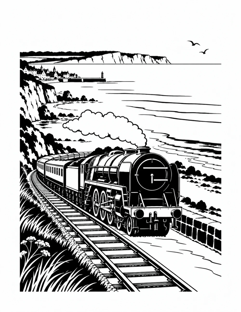 Completed artwork: Along the chalk coast